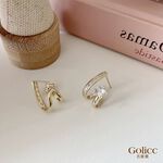 【Gulicc 】古莉可 耳環 韓國五角星鋯石幾何耳環, , large
