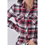 (S) lativ質感棉質純棉格紋紅色長袖上衣二手衣, , large