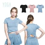 【AREX YOGA】 AS-7407 瑜珈服 女瑜珈衣 瑜珈短袖 女上衣 挖背上衣 冰絲衣 涼感衣 吸排衣 短袖上衣, , large