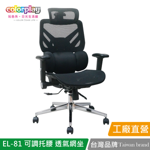 【Color Play日光生活館】EL-81 可調托腰透氣網坐人體工學電腦椅 會議椅 辦公椅