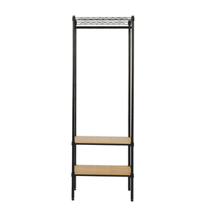 【Y HOUSE】60x30x180cm Pine Wood Three-Layer Double Rod Wardrobe with Wheels - Black