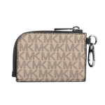 Michael Kors 塗層帆布拉鍊卡夾/零錢包及Logo鑰匙圈禮盒組/亞麻色, , large