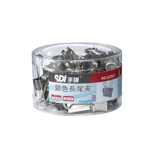 【SDI 手牌】19mm銀色長尾夾  塑膠筒 60支入 / 筒 0236T