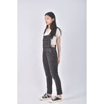 (3XL) 高腰丹寧牛仔吊帶黑色長褲二手衣, , large