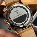 [星晴錶業]MASERATI手錶,44mm,R8871633002白色錶面玫瑰金錶殼咖啡色真皮皮革錶帶款, , large