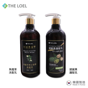 THE LOEL Eoseongcho & Black Bean Premium Shampoo 500ml +Noni Scalp Care Treatment 500ml