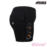 KINGO-大尺碼-女款 抽繩 棉短褲-黑-414302, , large