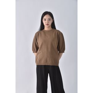 (M) 【房業涵私服】srrissa毛衣棕色短袖上衣二手衣