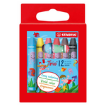 STABILO 德國 思筆樂 Trio 三角筆身油性粉蠟筆 紙盒 12色組 / 盒 ST2612, , large