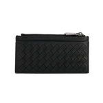 BOTTEGA VENETA 拉鏈小牛皮零錢包名片/卡夾/黑色, , large