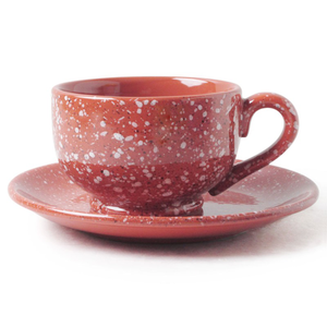 [豐名日本餐具] 咖啡杯組 石目赤茶 / C00CS1-127-4