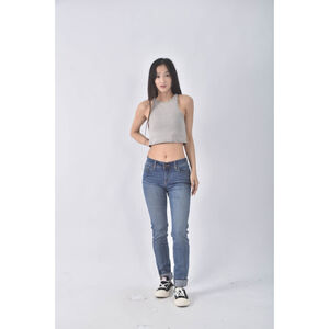 (L) 711 skinny丹寧牛仔棉質九分藍色長褲二手衣