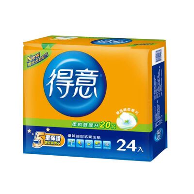 [箱購]得意優質抽取式衛生紙100PCx24包x3袋