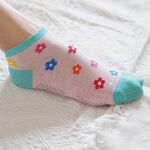 [Kaimei Cotton] 8 pairs set of MIT made in Taiwan, 40-count combed cotton anti-slip children's socks, small flower style, , large