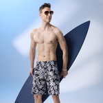 MONINA  MIT  Big men bamboo leaf beach swim trunks -2L, , large