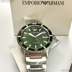 [星晴錶業]ARMANI手錶,42mm,AR00011墨綠色錶面銀綠色錶殼銀色精鋼錶帶款, , large