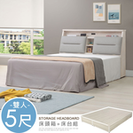【Homelike】喜家居雙人5尺收納床台組-附插座(2541), , large