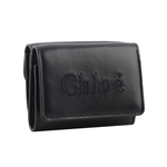 CHLOE' Sense 刺繡標誌小款三折短夾/黑色, , large
