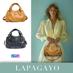 【lapagayo】高級訂製絲柔皮革手提包+手機包(粉色)-PI-06419A-1-75棕色, , large