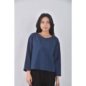 (M) vicky丹寧牛仔質感條紋藍色長袖上衣二手衣