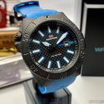 [星晴錶業]WAKMANN手錶,46mm,WA00004黑色幾何立體圖形錶面槍灰色錶殼寶藍矽膠錶帶款, , large