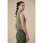YOGA FLOW Burn Out Tank ( S ) - 圓領短版燒花罩衫 - 茶綠 Jungle Green, , large