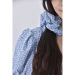 (S) chill k k碎花棉質公主袖藍色綁帶洋裝二手衣, , large