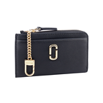 MARC JACOBS The J Marc 平滑皮革附鑰匙釦拉鍊卡夾/零錢包/黑色, , large