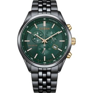 CITIZEN 星辰 亞洲限定款 森林綠 光動能三眼計時手錶-42mm AT2576-50X