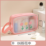 【B&B幸福雜貨】PVC防水盥洗包-粉花花中號 CF9034A06-01, , large