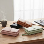 Ribboné 柔霧翻蓋零錢長夾-奶茶色  女夾 人氣女用皮夾 情人節禮物, , large