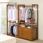 【Homelike】喜家居5.4尺開放實木衣櫃-胡桃色(2259), , large