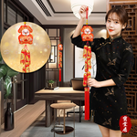 迎財神鞭炮新年吊飾2入3組#109(新春過年掛飾/流蘇立體開運掛飾/開運招財/入厝/新婚室內裝飾掛件), , large