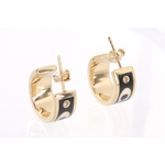 COACH CC Logo 琺瑯及玻璃水鑽環狀耳環(金色/黑色), , large