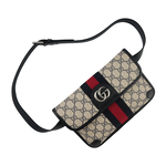 GUCCI GG Supreme 帆布藍紅織帶Ophidia 腰包95cm/藍色/米灰色, , large
