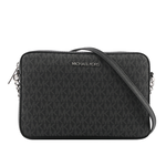 Michael Kors 銀字滿版LOGO拚色方形鏈帶斜背包/黑色, , large