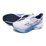 [秉宸] MIZUNO WAVE RIDER 28 男慢跑鞋 超寬楦 運動鞋 白藍 J1GC240401, , large