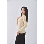 (S) michel klein羊毛v領杏色長袖上衣二手衣, , large