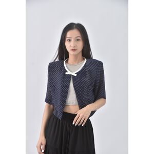(S) i like點點藍色短袖上衣二手衣
