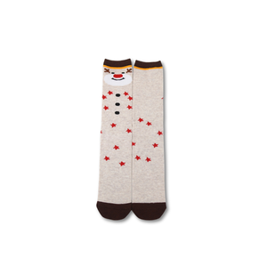 【台灣製】聖誕節主題襪 長襪-麋鹿奶茶 棉質 卡通襪 男襪 女襪 童襪
