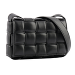 BOTTEGA VENETA 小羊皮Padded Cassette枕頭編織包/小款/黑色/金釦, , large