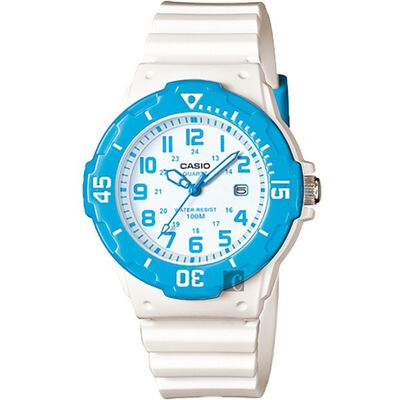 CASIO 卡西歐 迷你運動風指標手錶-藍圈x白 LRW-200H-2BV