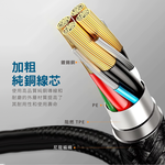 [HANLIN] UC2in3 二拖三PD100W編織充電線 100W U+C to M+L+T 全兼容 PD快充 充電線1.2米, , large