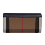 BURBERRY Halton 大格紋帆布及牛皮翻蓋二折長夾/海軍藍, , large