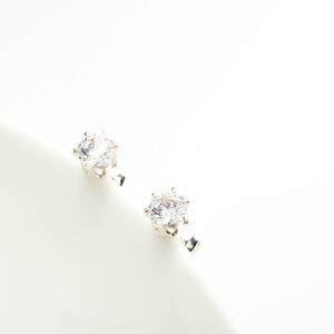 【Angel & Me】六爪 皇冠 5mm 瑞士單鑽鋯石 一對 s925 純銀 防過敏 耳環 耳夾