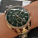 [星晴錶業]COACH手錶,44mm,CH00215墨綠色錶面金色錶殼金色精鋼錶帶款, , large