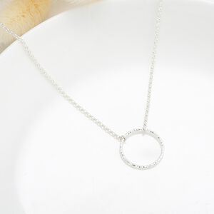 【Angel & Me】Simple hammered circle s925 sterling silver necklace birthday gift