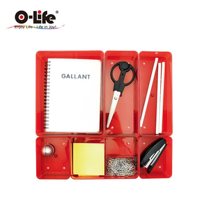 【O-Life】B-016 stacking storage box-red 5-piece set