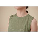 YOGA FLOW Burn Out Tank ( S ) - 圓領短版燒花罩衫 - 茶綠 Jungle Green, , large