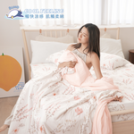 BUHO 《花澗夢影》激凍冰紗3.5尺單人床包枕套+竹纖維冰紗涼被(單人150x200cm)三件組, , large